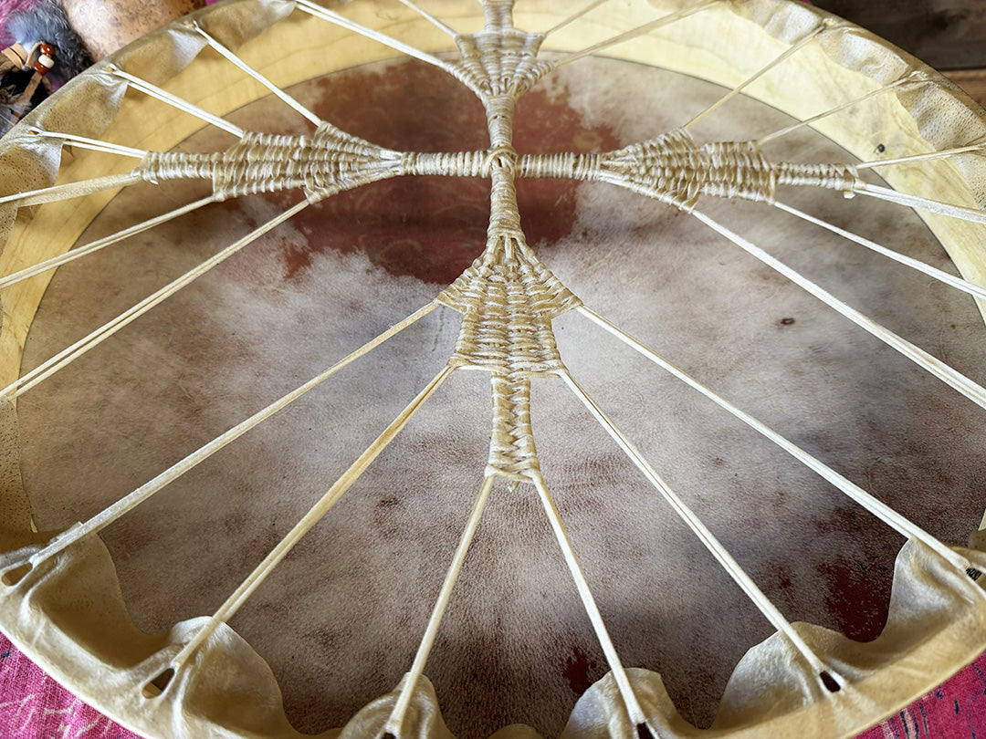 22" Buffalo Shamanic Drum Four Palm Lace