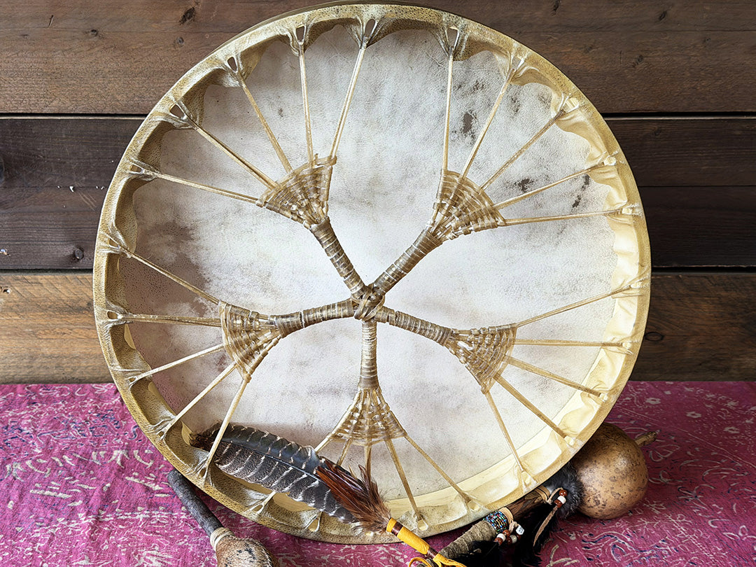 22" Buffalo Shamanic Drum Five Way Cross