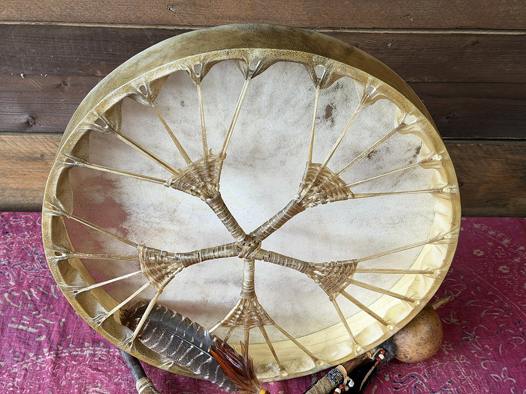 22" Buffalo Shamanic Drum Five Way Cross