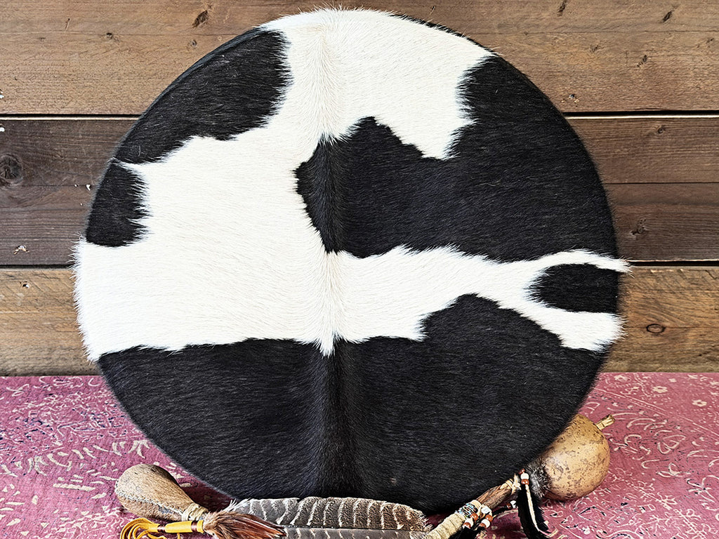 22" Cow Shamanic Drum Ankh Lace