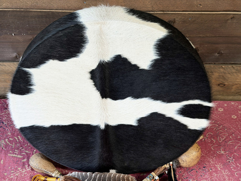 22" Cow Shamanic Drum Ankh Lace
