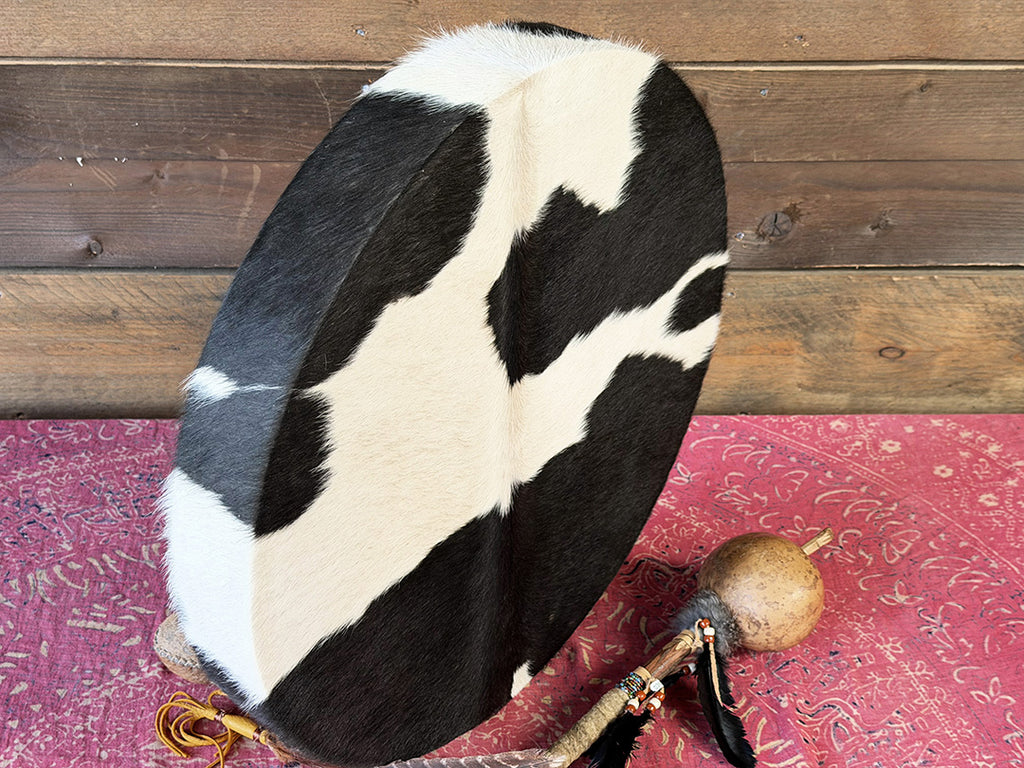 22" Cow Shamanic Drum Ankh Lace