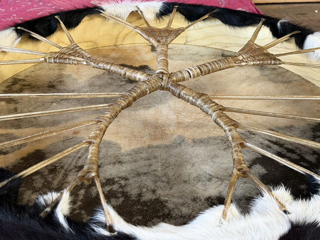 22" Cow Shamanic Drum Ankh Lace