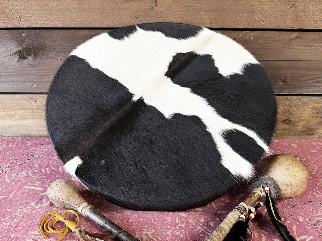 22" Cow Shamanic Drum Ankh Lace