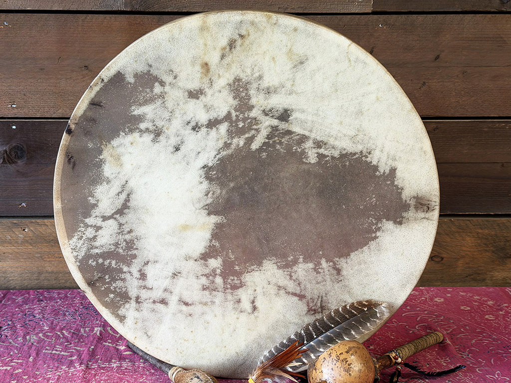24" Buffalo Shamanic Drum Ankh Lace