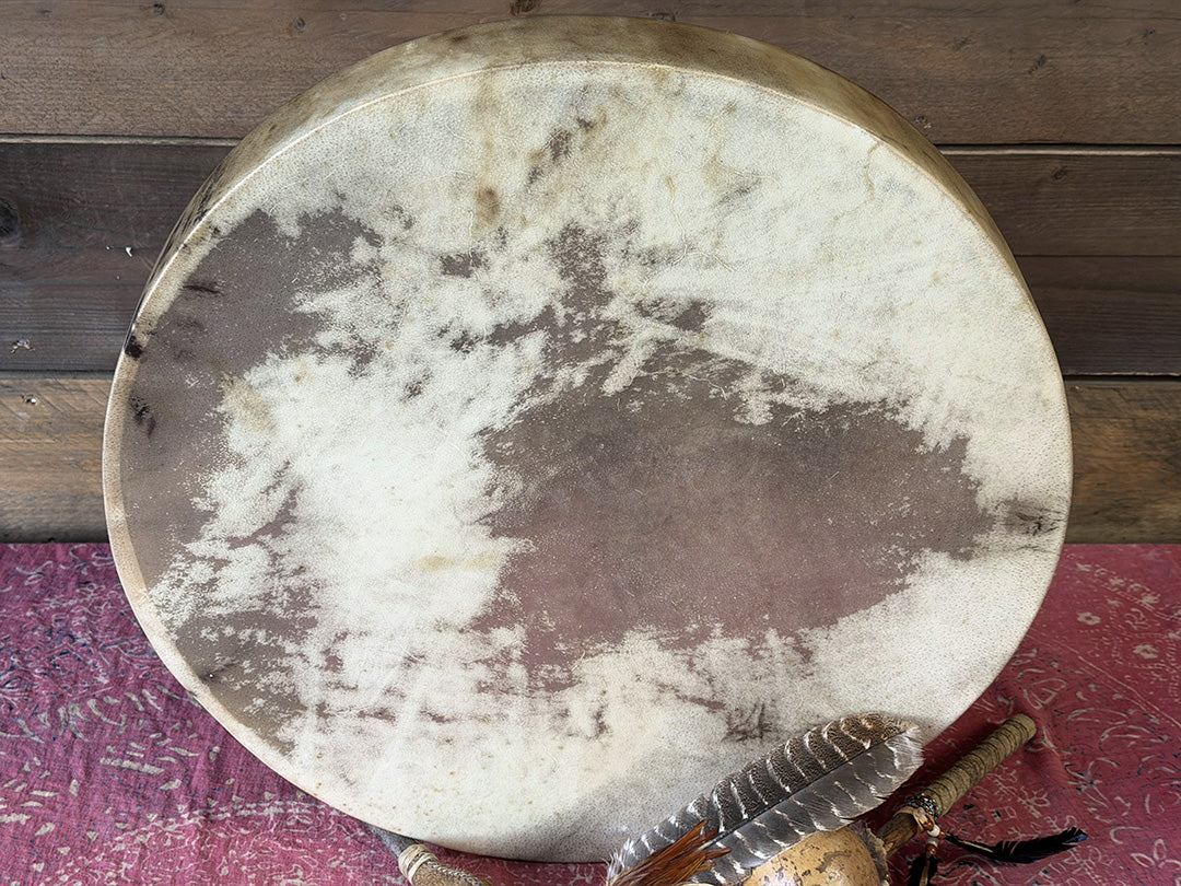 24" Buffalo Shamanic Drum Ankh Lace