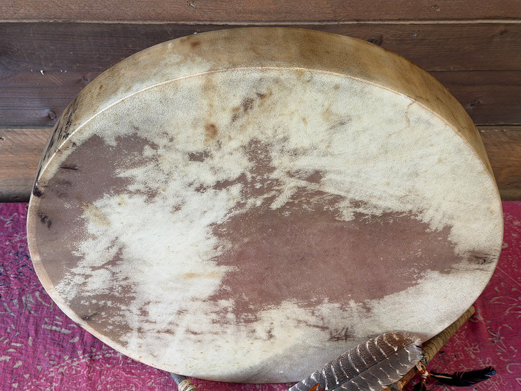 24" Buffalo Shamanic Drum Ankh Lace