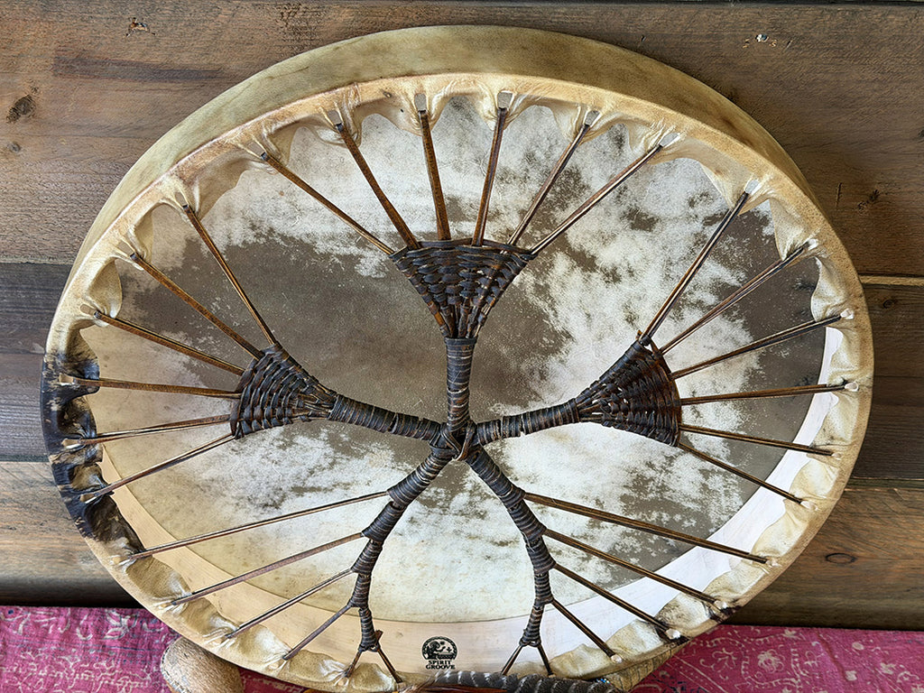 24" Buffalo Shamanic Drum Ankh Lace
