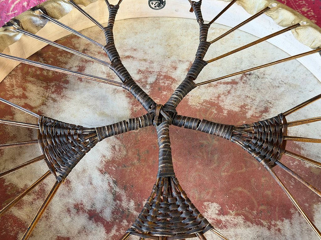 24" Buffalo Shamanic Drum Ankh Lace