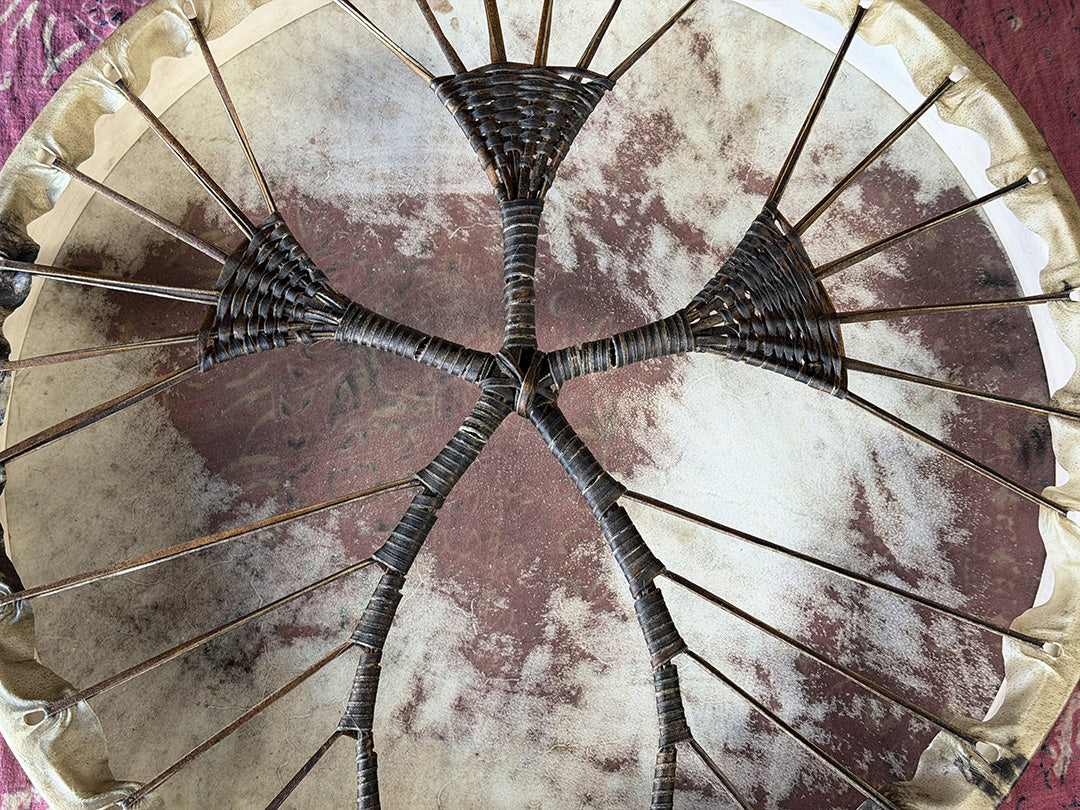 24" Buffalo Shamanic Drum Ankh Lace