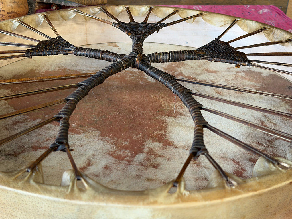24" Buffalo Shamanic Drum Ankh Lace