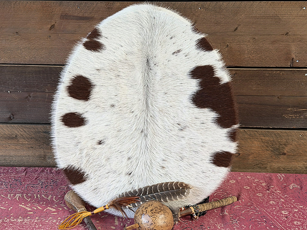 24" Oval Cow Shamanic Drum Ankh Lace