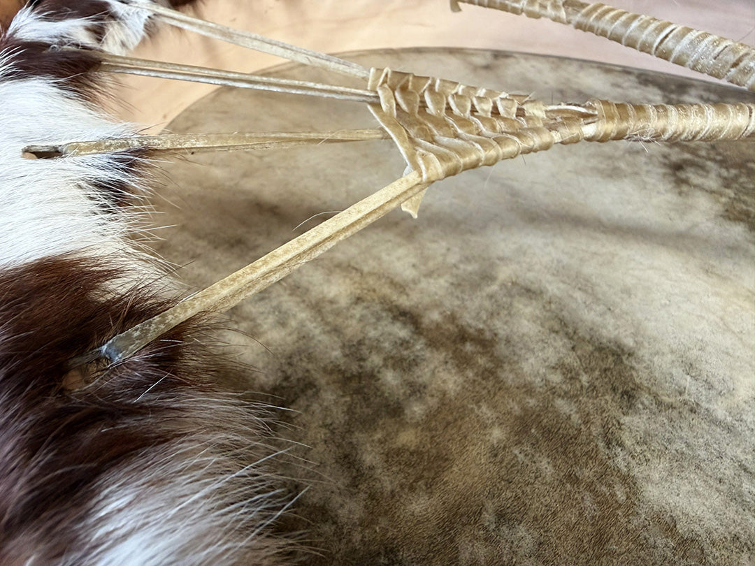 24" Oval Cow Shamanic Drum Ankh Lace