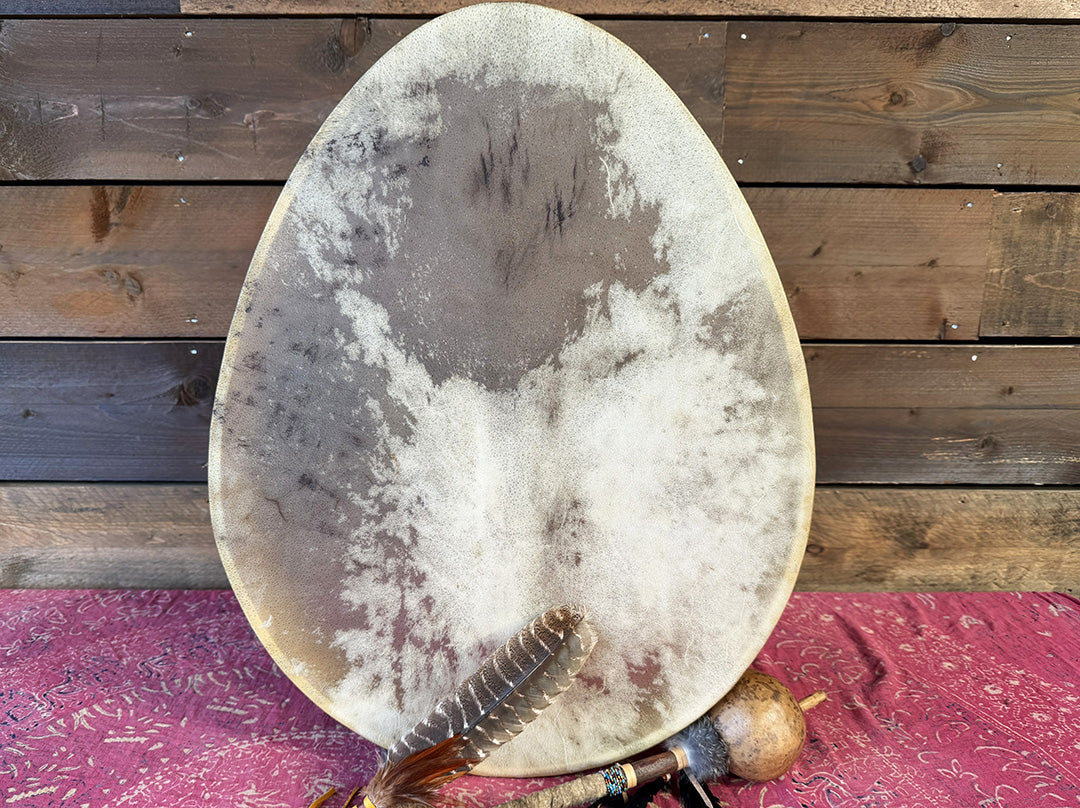 28" Oval Buffalo Shamanic Drum Hybrid Spiral
