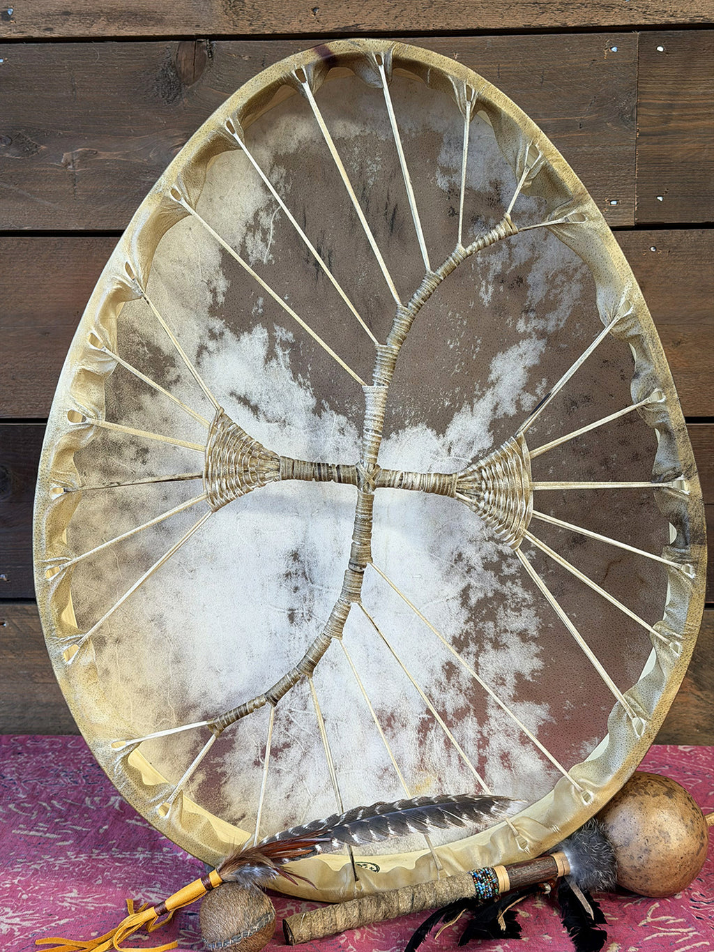 28" Oval Buffalo Shamanic Drum Hybrid Spiral