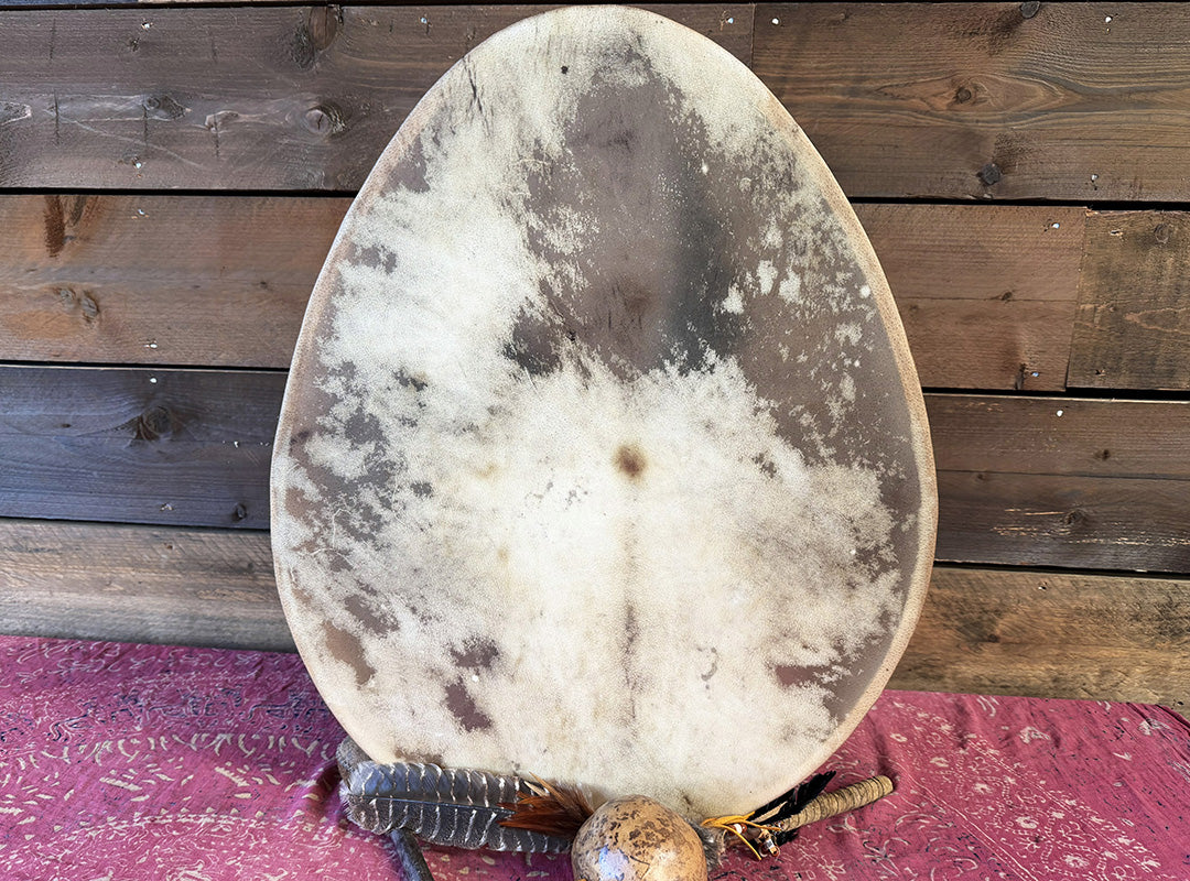 28" Oval Buffalo Shamanic Drum Spiral Spread Lace