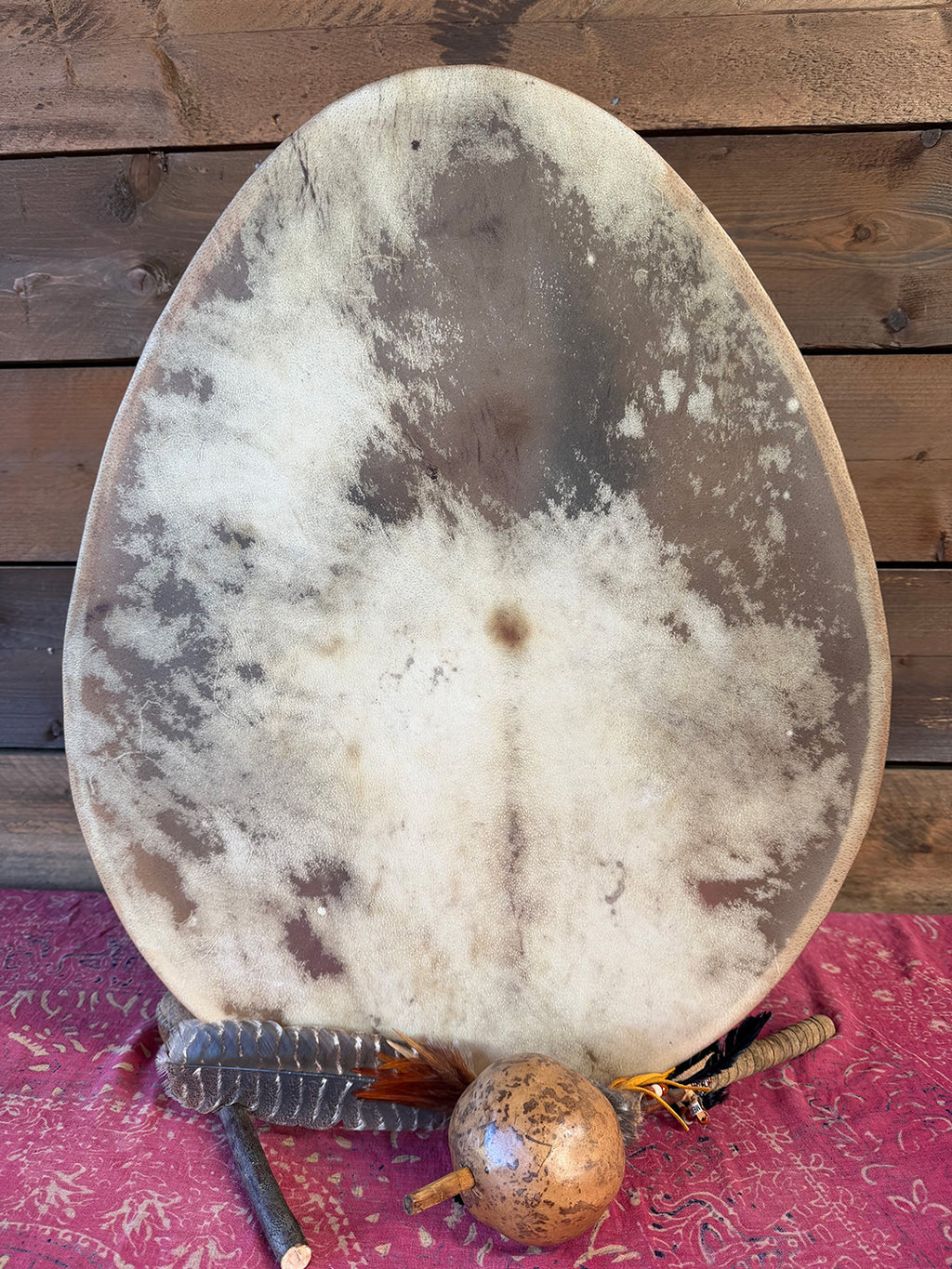 28" Oval Buffalo Shamanic Drum Spiral Spread Lace