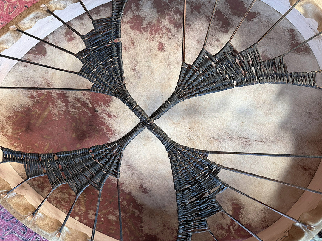 28" Oval Buffalo Shamanic Drum Spiral Spread Lace