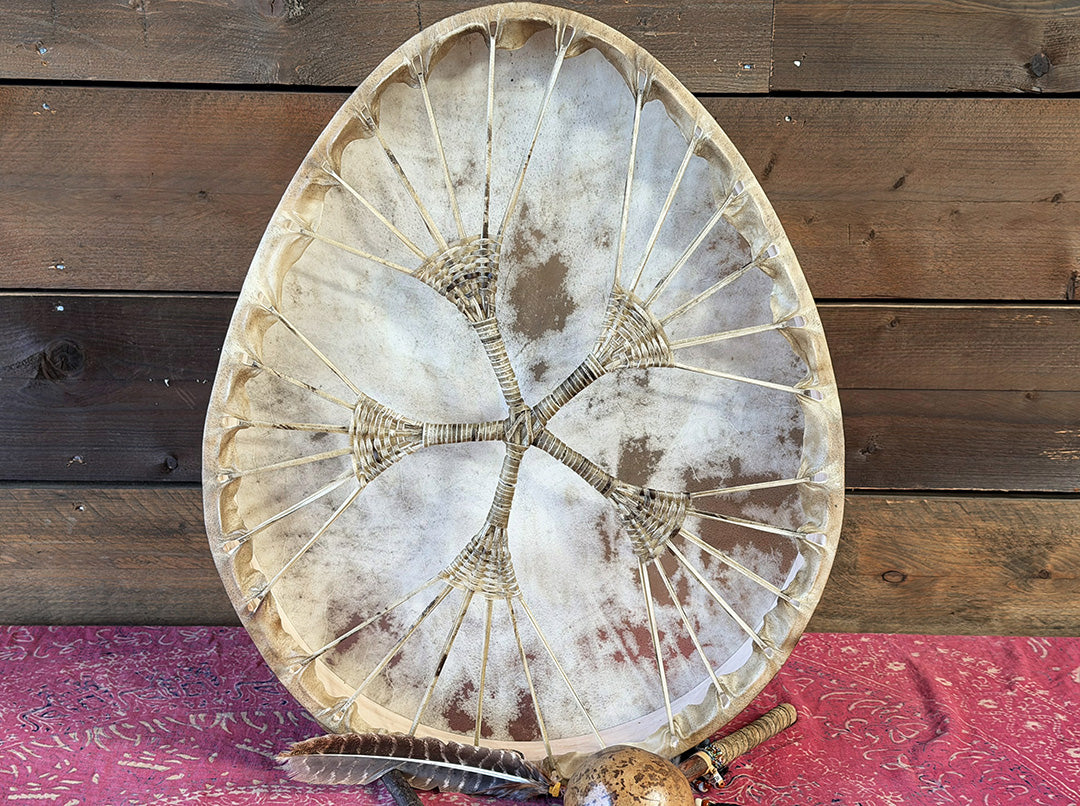 28" Oval Buffalo Shamanic Drum Extended Star Lace