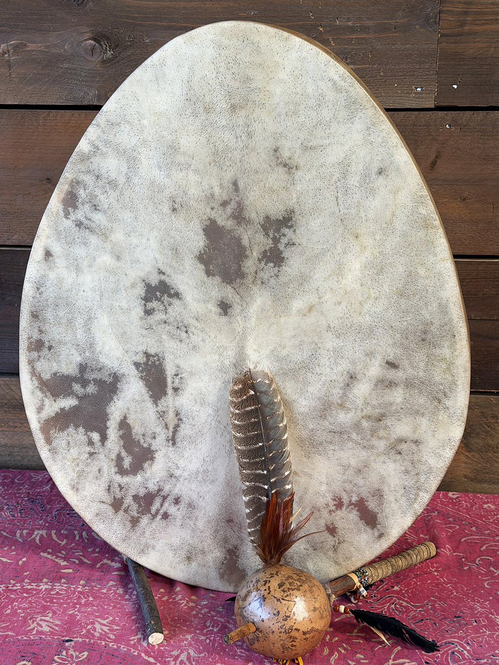 28" Oval Buffalo Shamanic Drum Extended Star Lace
