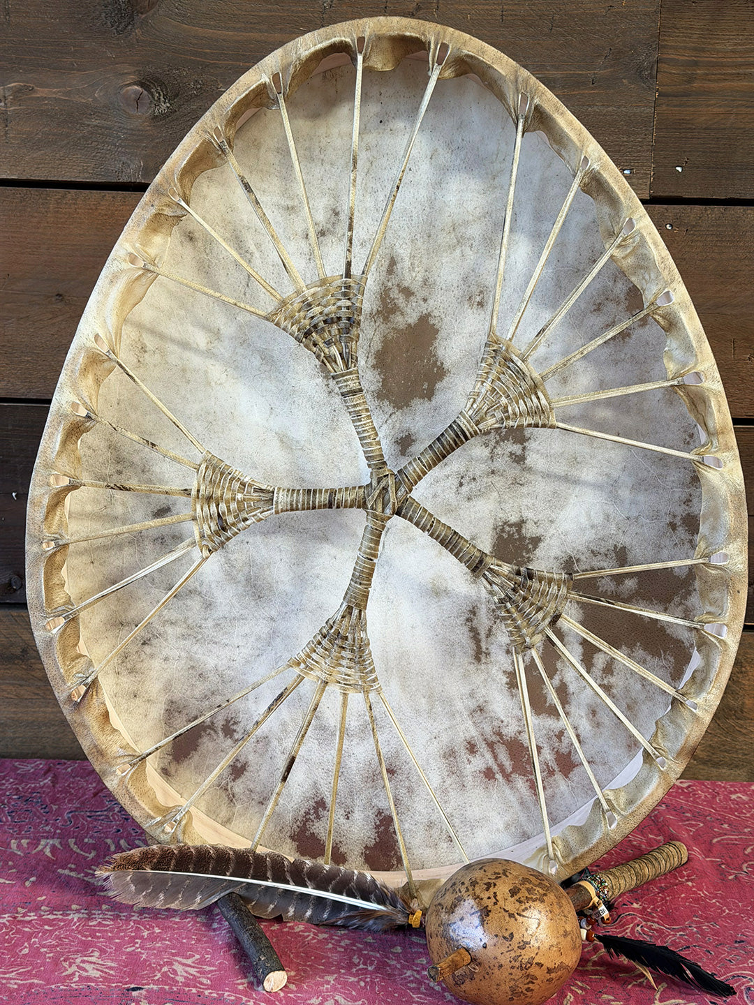 28" Oval Buffalo Shamanic Drum Extended Star Lace