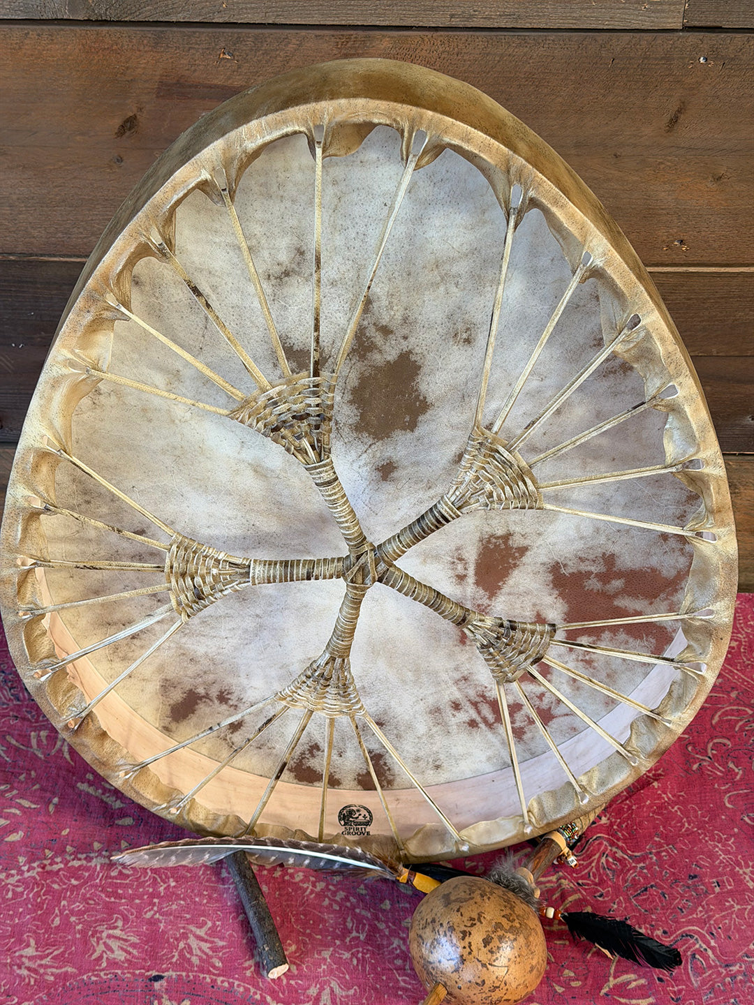 28" Oval Buffalo Shamanic Drum Extended Star Lace