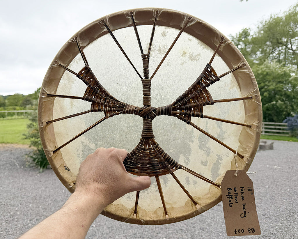 18" Buffalo Shamanic Drum Falcon Lace