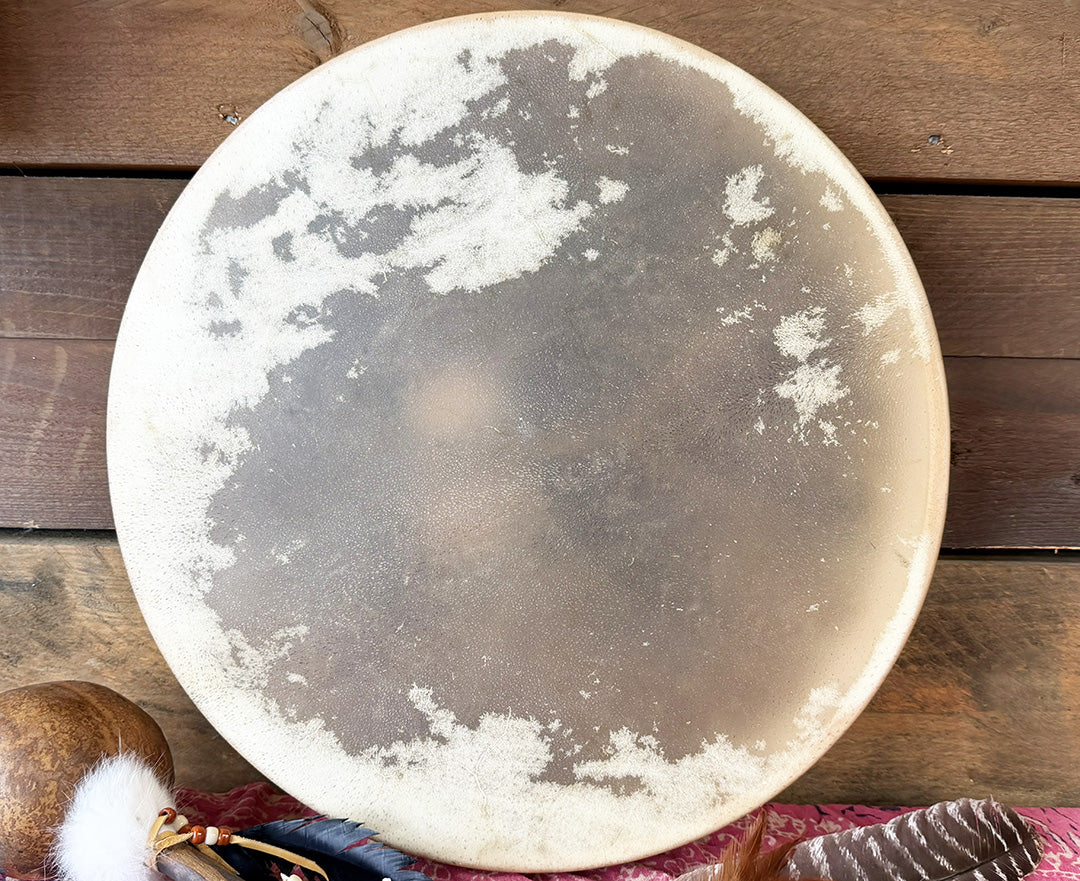 18" Buffalo Shamanic Drum Falcon Lace