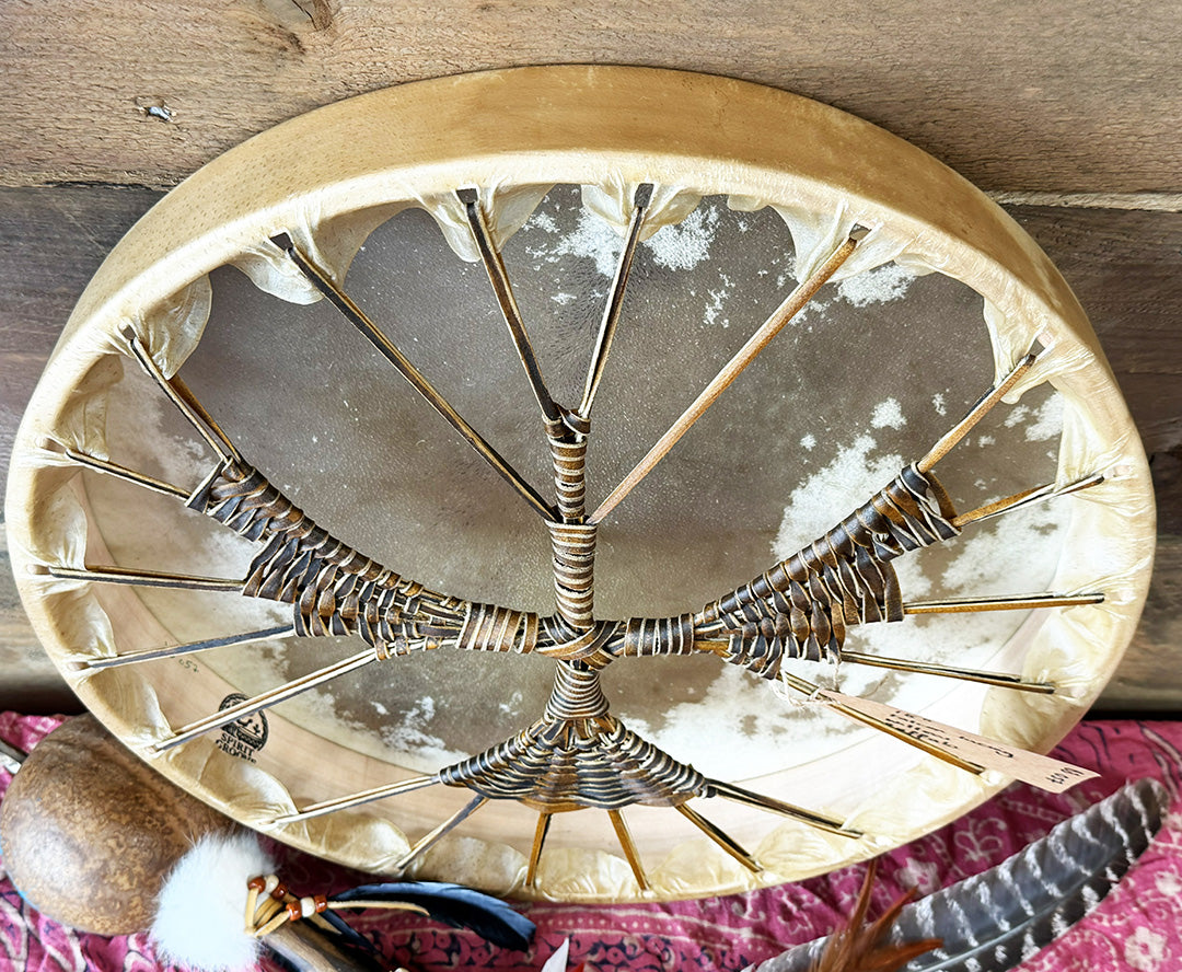 18" Buffalo Shamanic Drum Falcon Lace