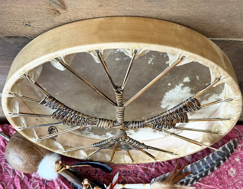 18" Buffalo Shamanic Drum Falcon Lace