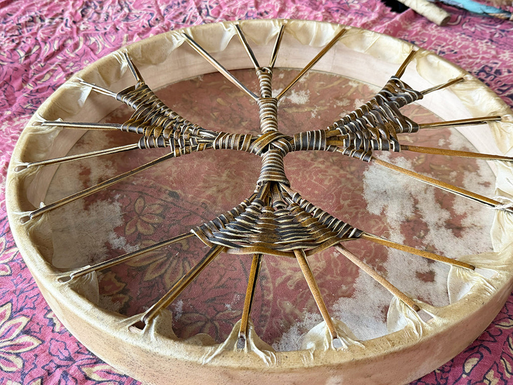 18" Buffalo Shamanic Drum Falcon Lace