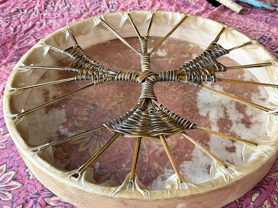 18" Buffalo Shamanic Drum Falcon Lace