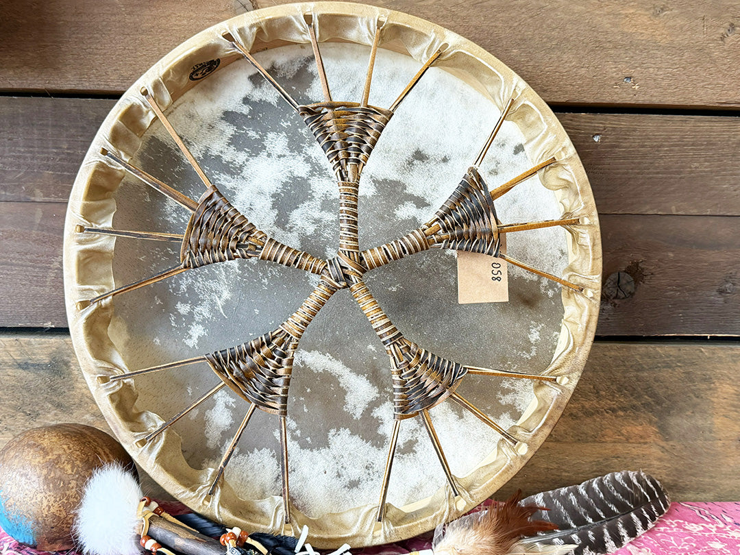 18" Buffalo Shamanic Drum 5 Way Cross