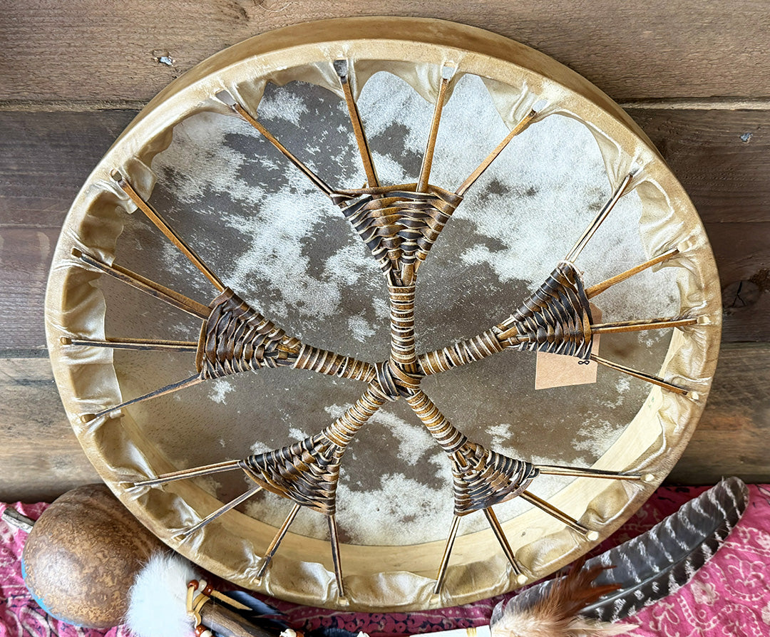 18" Buffalo Shamanic Drum 5 Way Cross