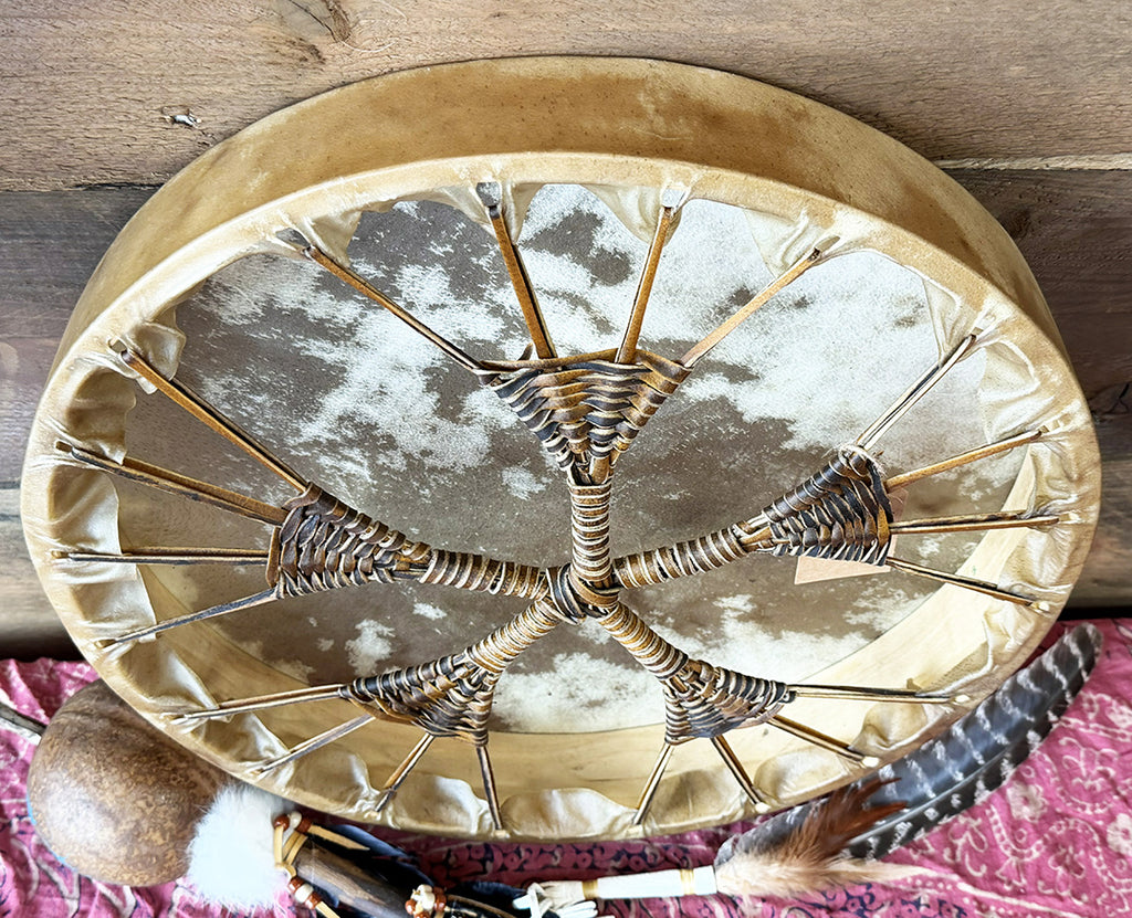 18" Buffalo Shamanic Drum 5 Way Cross