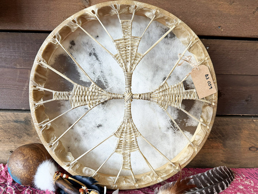 18" Buffalo Shamanic Drum Four Palm