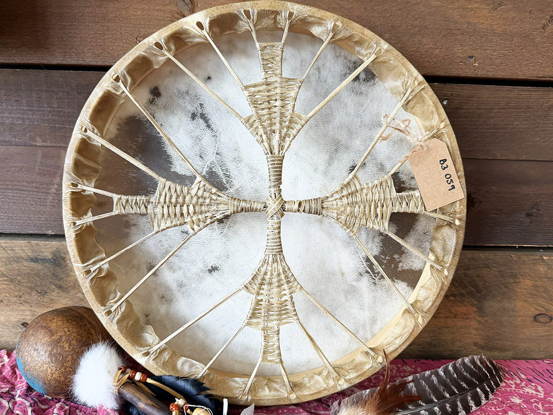 18" Buffalo Shamanic Drum Four Palm