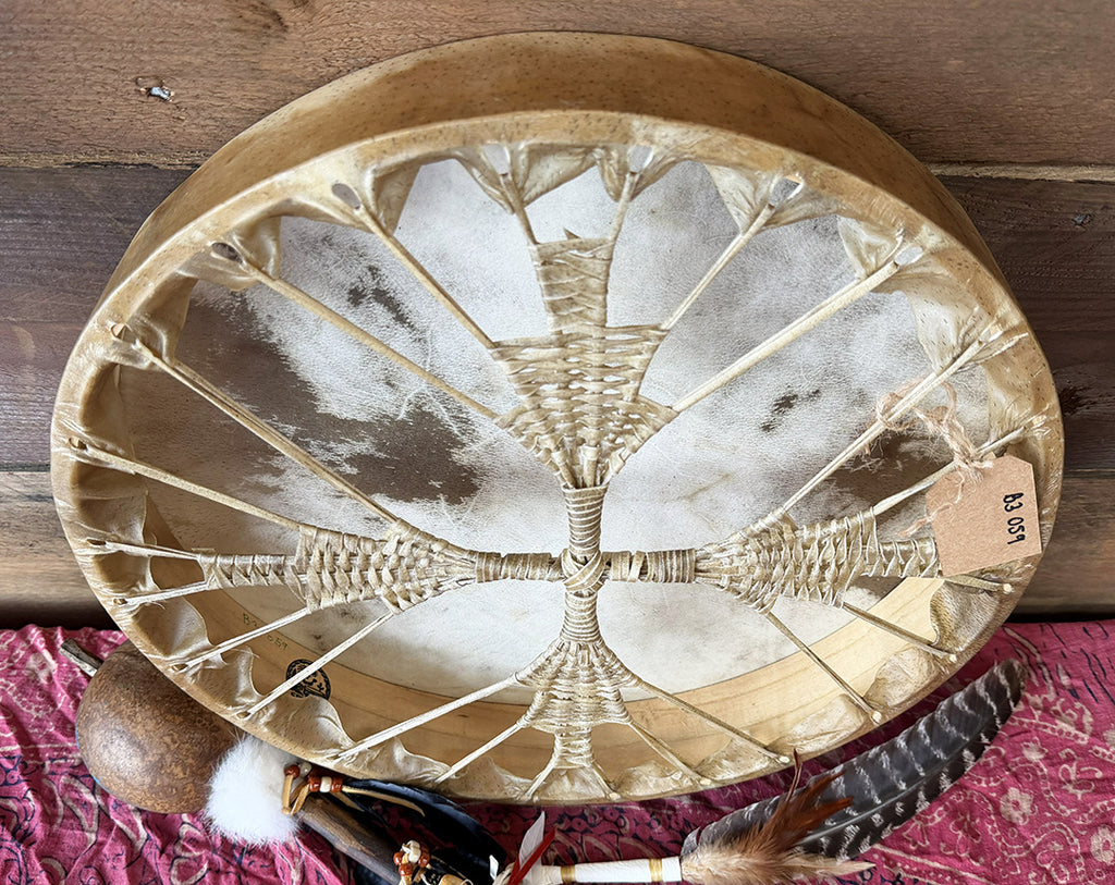 18" Buffalo Shamanic Drum Four Palm