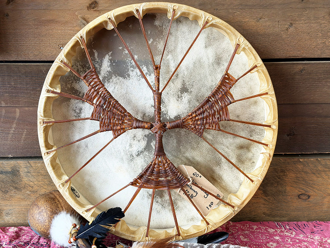 20" Buffalo Shamanic Drum Falcon Lace