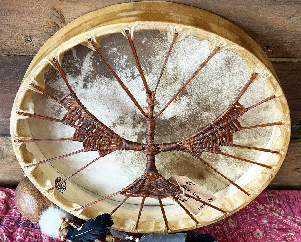20" Buffalo Shamanic Drum Falcon Lace