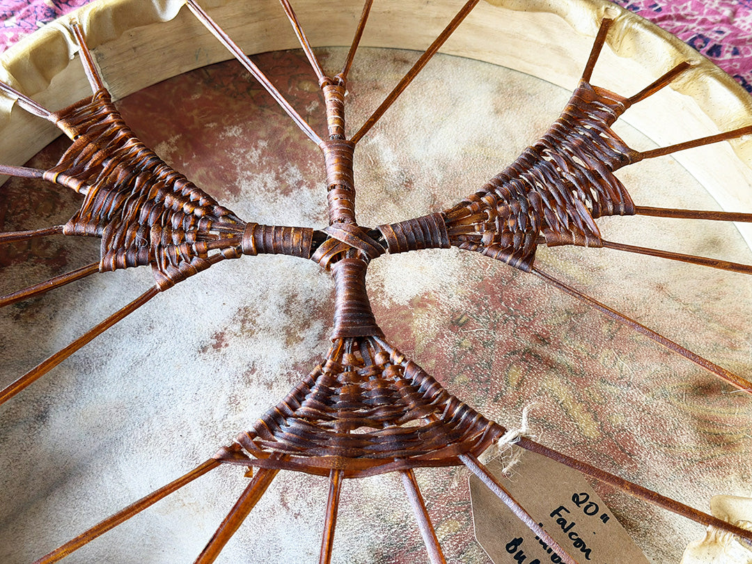 20" Buffalo Shamanic Drum Falcon Lace