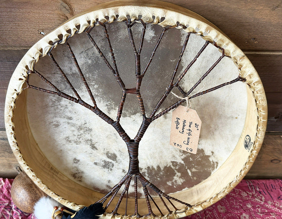 20" Buffalo Shamanic Drum Tree Of Life Lace