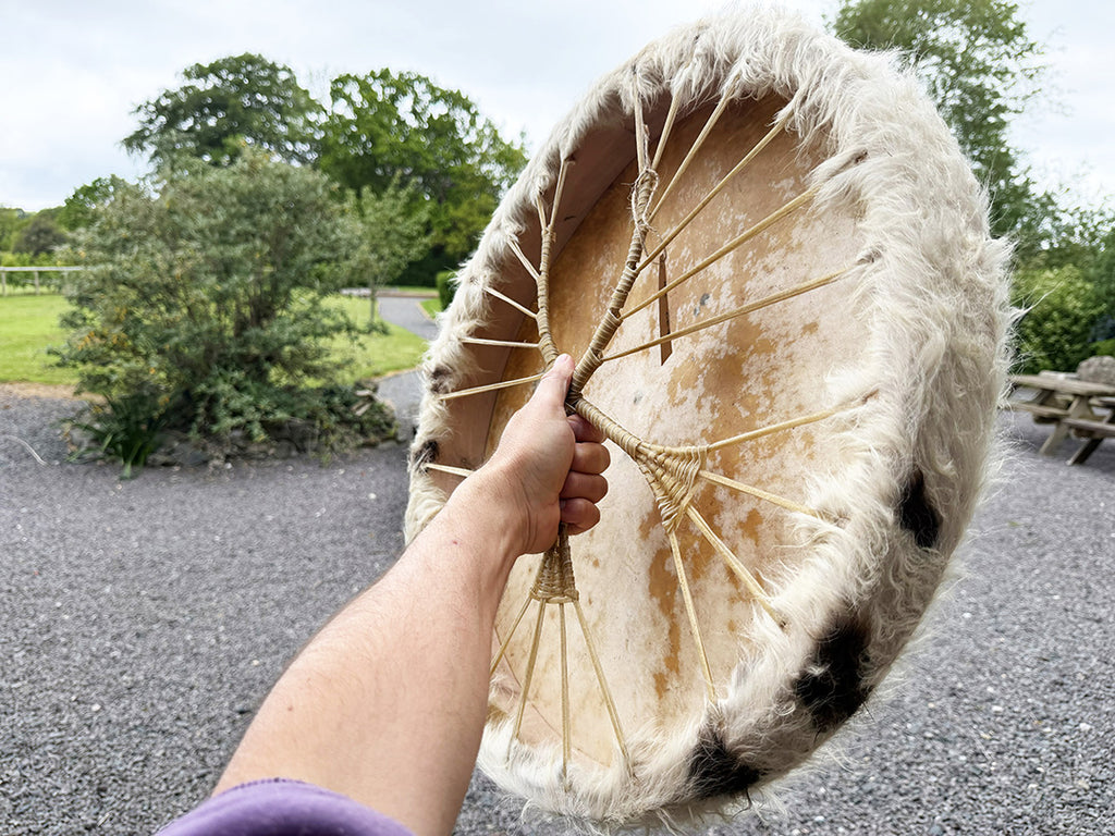 22" Cow Shamanic Drum Ankh Lacing