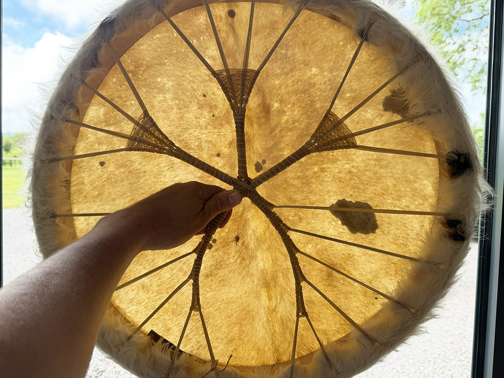 22" Cow Shamanic Drum Ankh Lacing