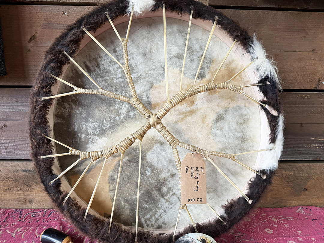 24" Cow Shamanic Drum Two Way Spiral