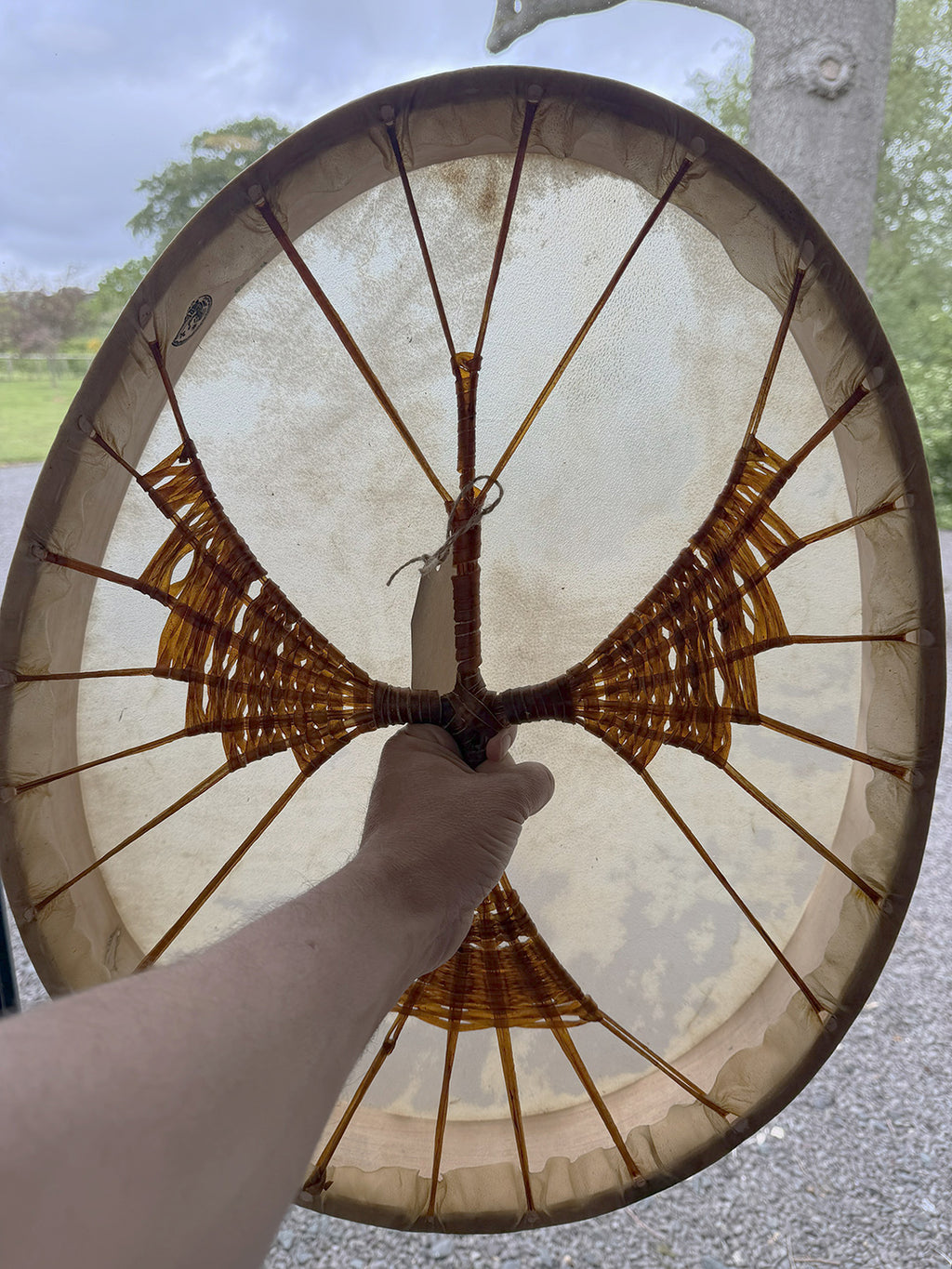 24" Oval Buffalo Shamanic Drum Falcon Lacing