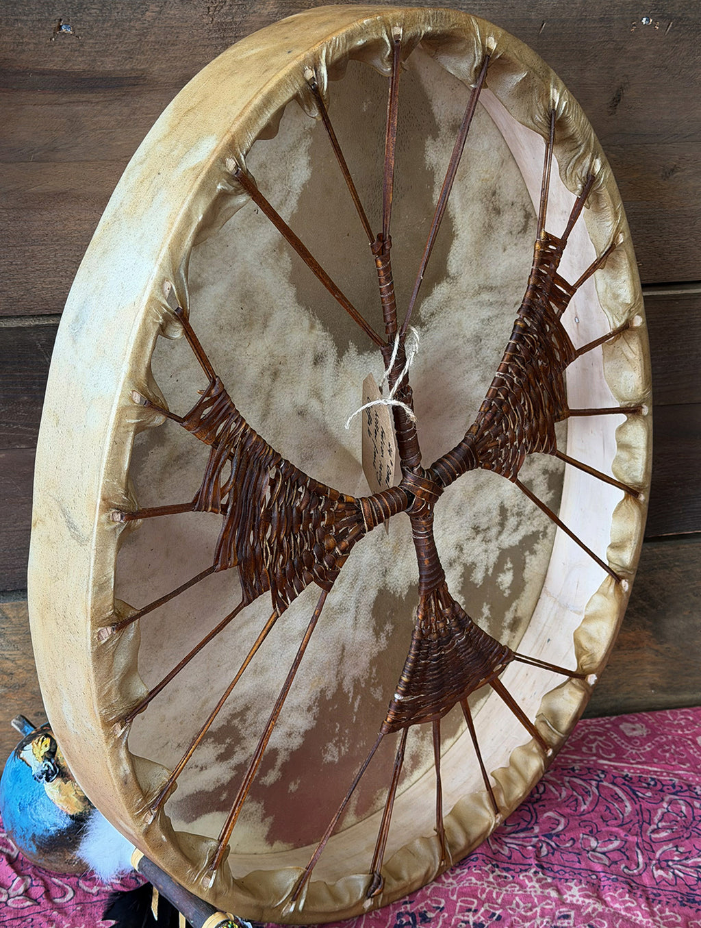 24" Oval Buffalo Shamanic Drum Falcon Lacing