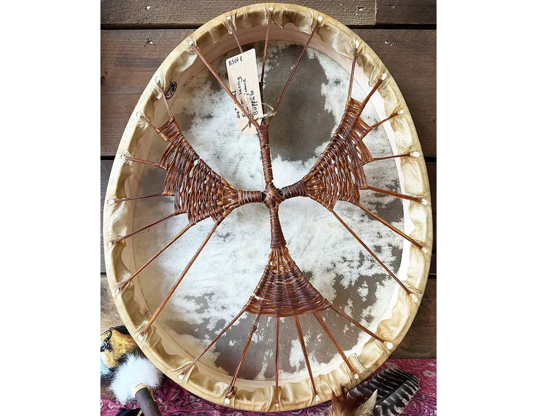 24" Oval Buffalo Shamanic Drum Falcon Lacing