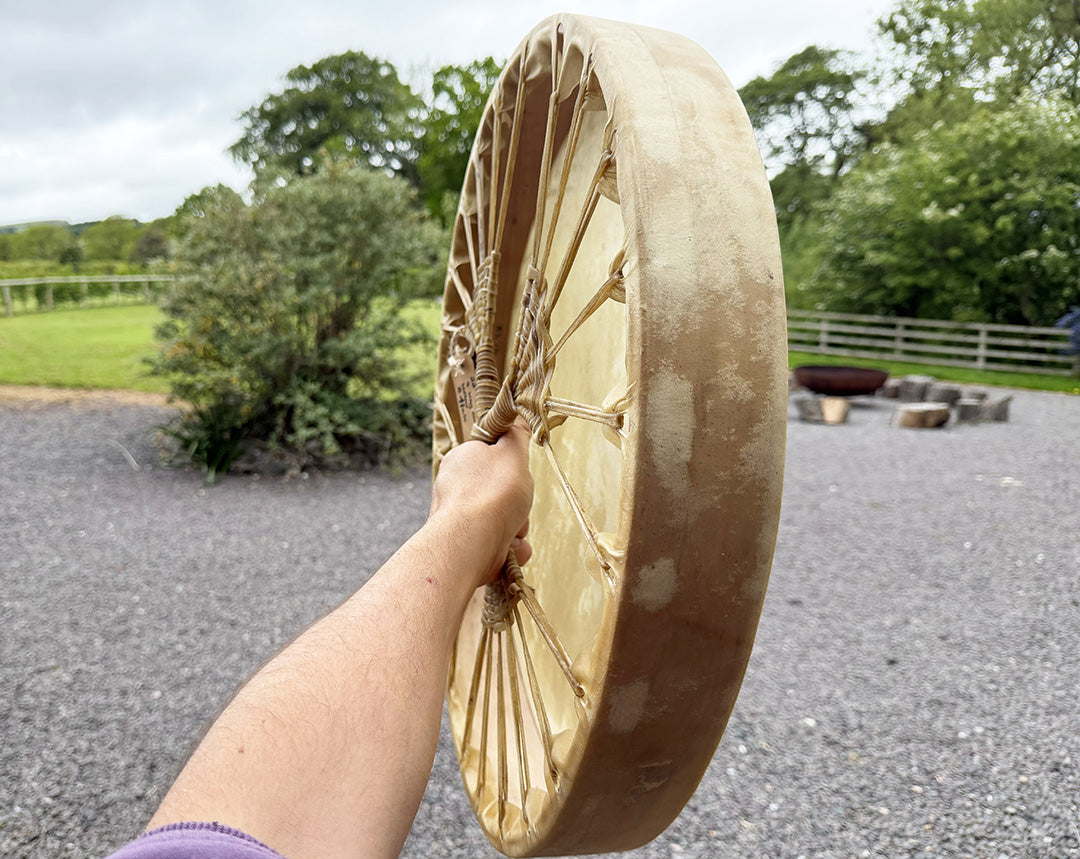 22" Buffalo Shamanic Drum 4 Way Cross