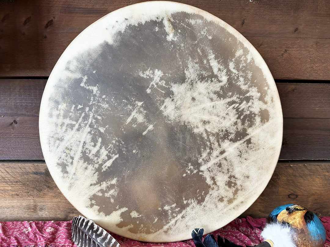22" Buffalo Shamanic Drum 4 Way Cross